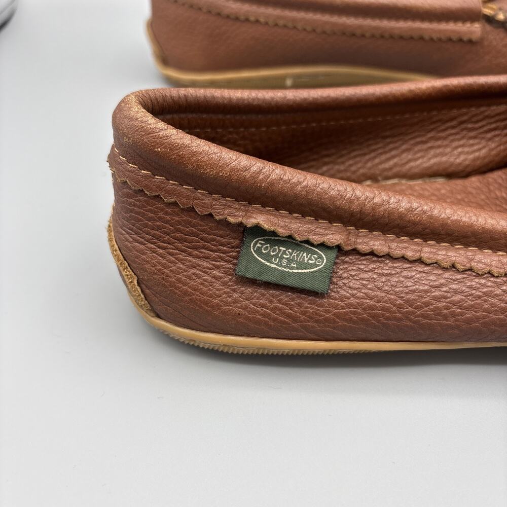 Footskins Driving Moccasins Womens Size 9 Brown Leather Loafers Rubber Sole Shoe - Picture 4 of 10